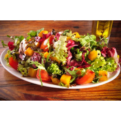 SALADA TROPICAL ( FOLHAS, TOMATE CEREJA, PALMITO, MANGA, AZEITONAS VERDE, AZEITONAS PRETAS, MOLHO A PARTE PARA TEMPERO ) SALADA TROPICAL ( FOLHAS, TOMATE CEREJA, PALMITO, MANGA, AZEITONAS VERDE, AZEITONAS PRETAS, MOLHO A PARTE PARA TEMPERO )